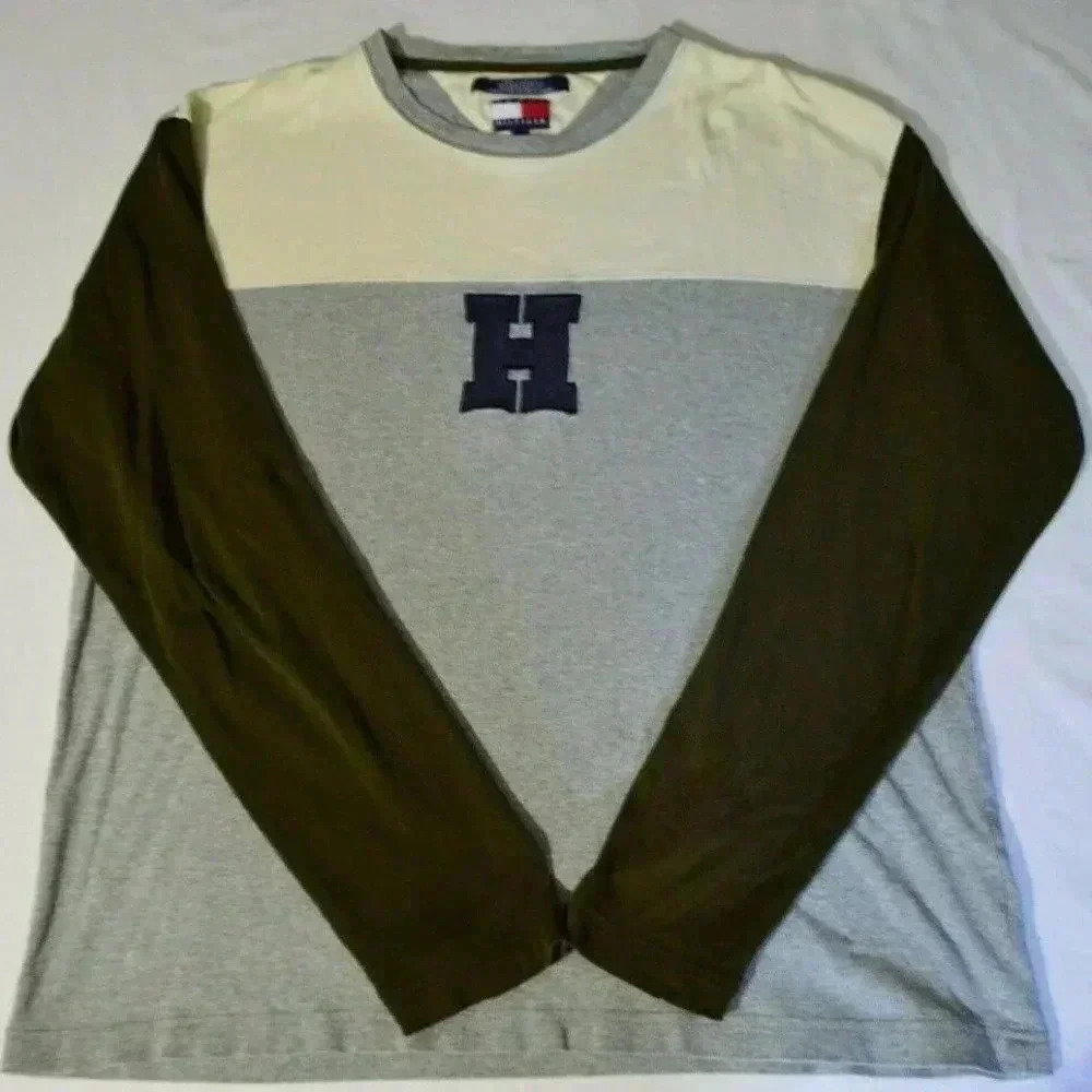 VTG Tommy Hilfiger Color Block H Embroidered Long